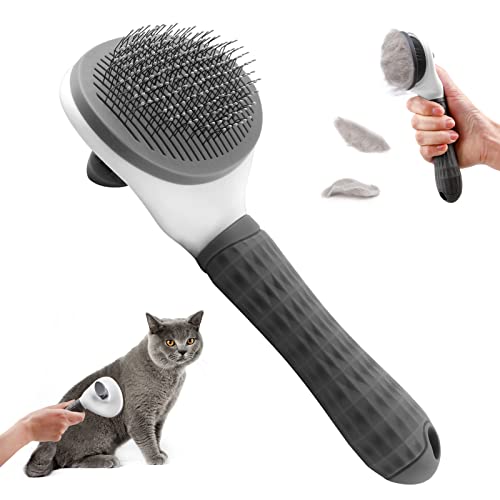 Cat Brush Dog Brush, Slicker Cat Dog Brushes for Grooming, Self Cleaning Dog Cat Grooming Brush with Smooth Handle, Pet Grooming Tool Cat Dog Massage Clean Tangled Brush (Grey) Cat Brush Dog Brush, Slicker Cat Dog Brushes for Grooming, Self Cleaning Dog Cat Grooming Brush with Smooth Handle, Pet Grooming Tool Cat Dog Massage Clean Tangled Brush (Grey)