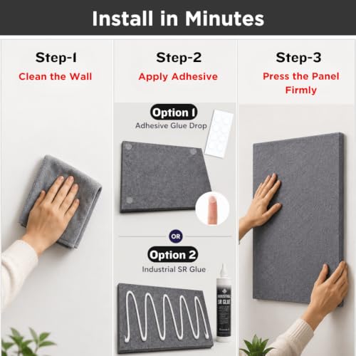Image of QUIET CANVAS Acoustic Wall Square Pinboard, 1x1ft, Pack 6, 50PushPins Grey