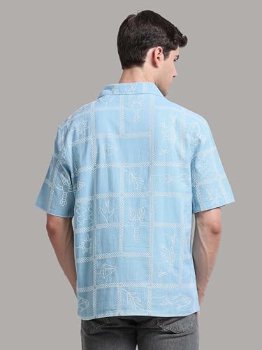 Image of StitchX Men's Tropical Embroidered Resort Shirt-XS-2XL