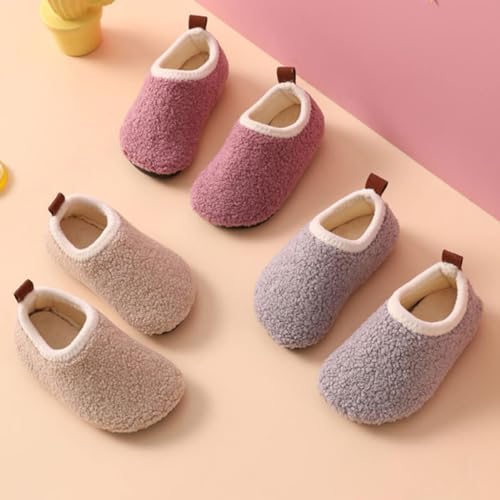 Kids Sherpa Slippers Toddler Fuzzy Non Slip Fleece Cute Indoor Fall Winter House Shoes Wool Warm Walking Sneakers4