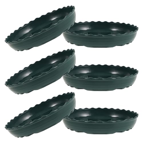 Veemoon 6 Bandejas Redondas de Resina Verde para Macetas Diseño Elegante y Minimalista, Plato de Drenaje Grueso de 20 Cm para Plantas de Interior y Espacio de Trabajo