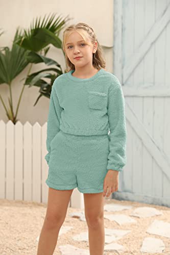 Image of Mafulus Girls Pants Sets Two Pieces Kids Comfy Lightweight Long Sleeve Fleece Sets with Pockets