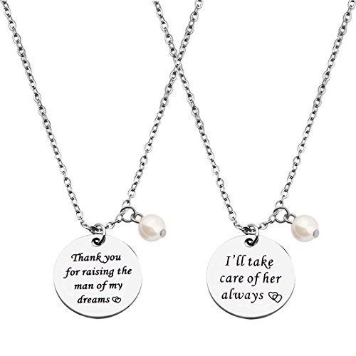 KUIYAI Thank You for Raising The Man of My Dream I Will Take Care of Her Always Necklace Set Wedding Gift for Mother in Law (MIL Necklace Set)