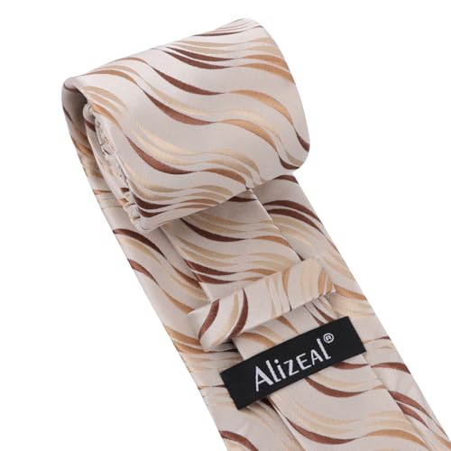 Image of Alizeal Mens 3.15'' Gradient Novelty Pattern Tie Set with Pocket Square Casual Color Tie Set