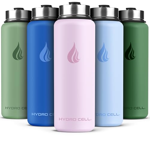 Image of HYDRO CELL Stainless Steel Insulated Water Bottle with Straw - For Cold & Hot Drinks - Metal Vacuum Flask with Screw Cap and Modern Leakproof Sport Thermos for Adults (Pink 40oz)
