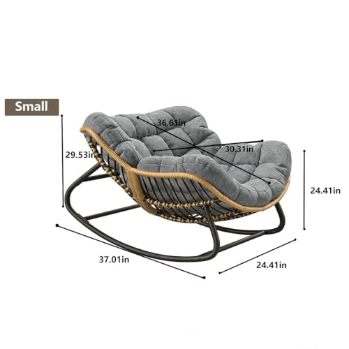 CHIQUERID Outdoor Papasan Rocking Chair Oversized Wicker Rattan Rocker with Comfy Thick Cu - image 2