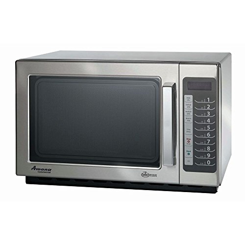 Amana RCS10TS 1000 Watt Stackable Countertop Commercial Microwave with Push Button Controls for Restaurant Buffet Catering Service | 1.2 Cu. Ft, 22"W x 19"D x 13-7/8"H, Stainless Steel, 120v, NSF