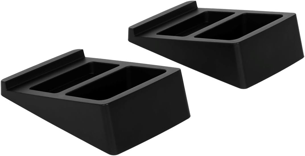 Monoprice Tilted Wedge Desktop Speaker Stands for Medium Sized Speakers, Speaker Riser, Anti-Vibration, 15 Degrees of Tilt, Pair, for Bookshelf Speakers and Studio Monitors, Black