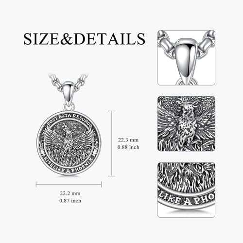 SIMONLY Phoenix Necklace For Men 925 Sterling Silver Phoenix Rising Jewelry Gift Phoenix Nirvana Fire bird Necklace4