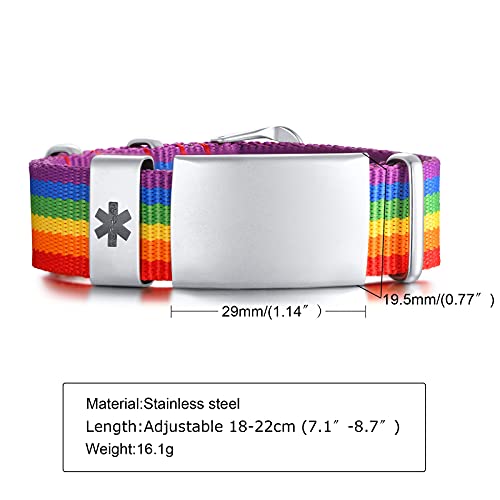 Vnox Medical Alert Bracelets For Men Women | Custom Sport Medical Id Bracelets With Adjustable Rope Band Medical Alert Id Bracelets,Color #TOP5