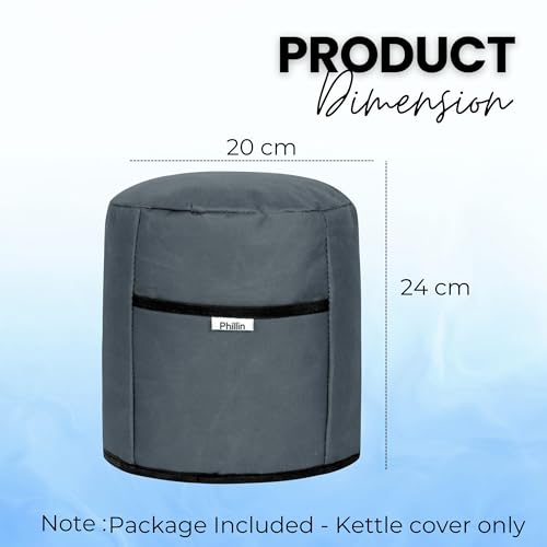 Image of Polyester Dust Cover for Glass Electric Kettle With Open Pocket Waterproof, Dustproof and Washable Easy to Clean, Universal Fit, Durable (Grey)