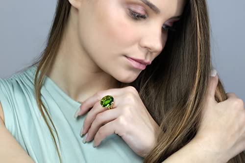 Anemone Jewelry Peridot Ring In 14K Rose Gold Filling - Vibrant Peridot Jewelry For Women - Artisan Rings, Simple Rings, Birthstone Rings, Statement Rings - Jewelry Box Included #TOP4