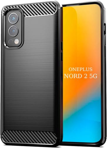 Max Power Digital Funda para móvil OnePlus Nord 2 5G Carcasa Protectora Antigolpes Silicona Negra Diseño Fibra de Carbono Resistente Absorción de Choque [Compatible Carga Inalámbrica]