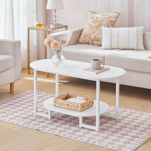 HOOBRO Coffee Table for Living Room, Oval Small Coffee Table