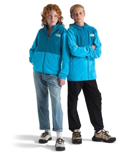 The North Face Teen Glacier Full Zip Hooded Jacket - Lightweight Fleece Hoodie for Boys & Girls Zip Hand Pockets Meridian Blue/Dusk Blue Small