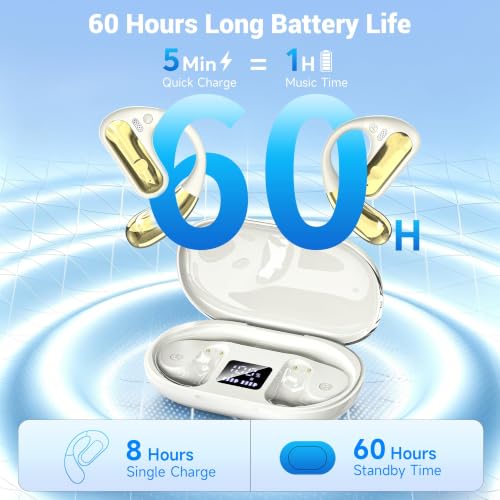 Image of CoolJumper Open Ear Headphones, Bluetooth 5.4 Ear Hook Earbuds with 16.2mm Driver, 60H Playtime LED Charging Case, IPX7 Waterproof Sports Earbuds with ENC Clear Calls for Running Gym Commute
