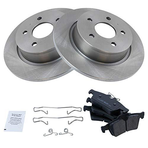 Image of TRQ Rear Brake Pad and Rotor Set Ceramic Solid Rotors | For 2013-2018 Ford C-Max 2013-2016 Escape 2014-2018 Transit Connect