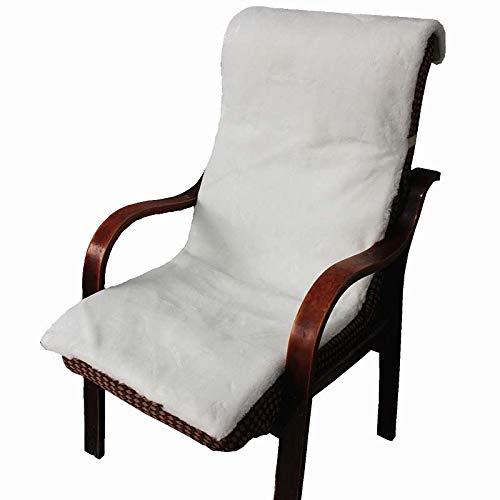Eogrokerr Cojín para silla mecedora, lana de cordero artificial, suave y grueso, cojín para tumbona antideslizante, para viajes, vacaciones, color blanco, 50 x 50 cm Cover