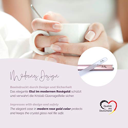 Livella Kristall-Glasnagelfeile – Etui Roségold - Nagelfeile besonders schonend und sanft zu Fingernägeln - Maniküre… – Bild 6