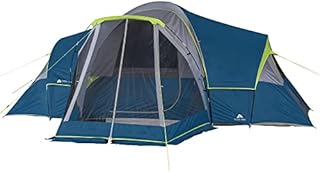 Dome Tent Ozark Trail 10-Person Family Camping Tent with 3 Rooms and Screen Porch, blue