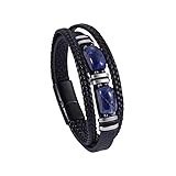 Bracelets en cuir pour homme. Taille : Bracelets en cuir tressé multicouche, tissage croisé fait main, longueur : 19-23 cm. Le cuir tressé multicouche associé à des perles de pierre colorées crée un contraste visuel saisissant, tendance et personnalisé. Ce bracelet en cuir noir pour homme est un accessoire de mode qui s'accordera avec toutes vos tenues.