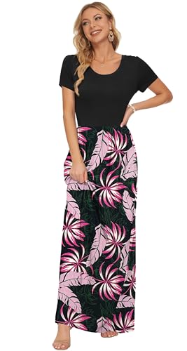 Image of AUSELILY Women's Classic Short Sleeve Loose Plain Casual Long Maxi Dresses for Women 2026