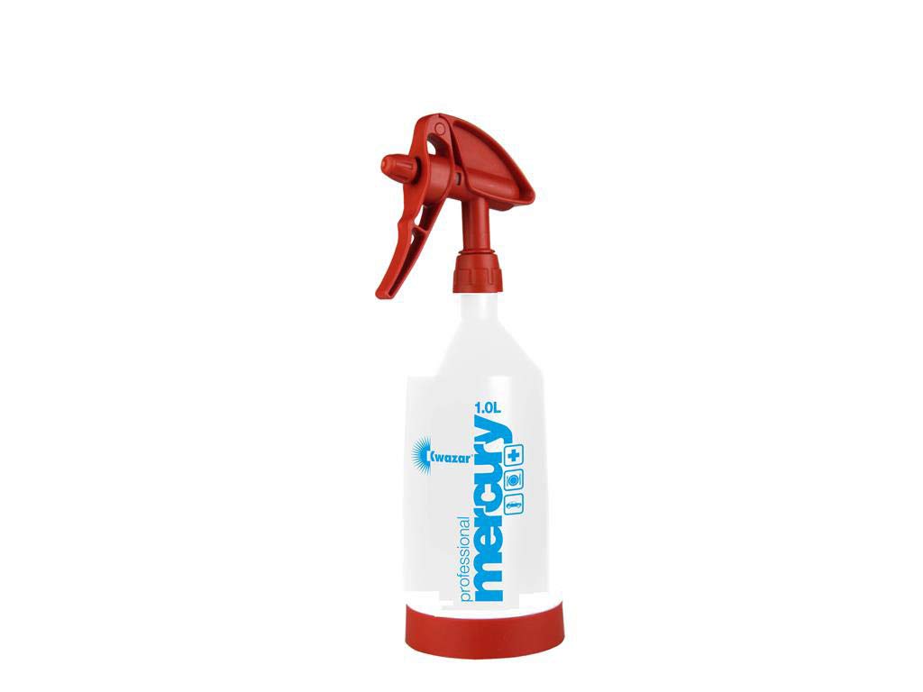 Mercury Super Pro+ Spray Bottle with Viton Seal Red Spray Bottle 1.0 Litre White/Red, 10.4 x 10.4 x 35 cm Adjustable Spray Mist, Secure Stand