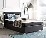 Einladendes Boxspringbett mit gepolsterter Rückenlehne | Exzellente, rückenschonende Polsterung dank zwei Bonellfederkernen (Matratze und Box)