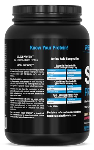 Image of PEScience Select Protein Powder, Whey and Casein Blend, Clean Protein Powder for Women and Men, Low Calorie, Low Carb, Keto Friendly, Gluten Free - White Chocolate Peppermint Bark, 27 Servings