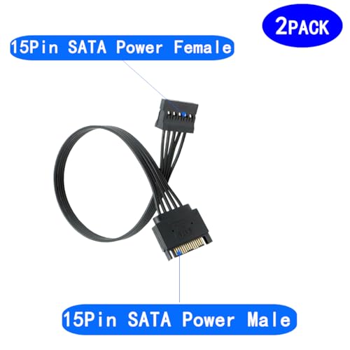 Cable de extensión de energía SATA 15 pines, 22 cm (3 unidades) miniatura 2