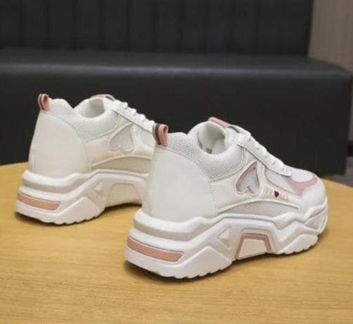 Image of Women Chunky Sneakers Lightweight Lace-Up Casual Sports Shoes Breathable Mesh Running Walking Shoes
