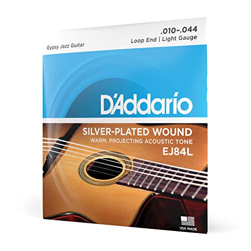 D'Addario Gypsy Jazz Acoustic Guitar Strings - EJ84L - Loop End - Light, 10-44