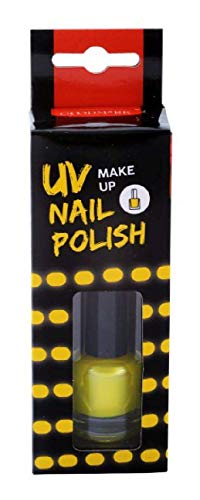 Goodmark 02080270 – Esmalte de uñas UV amarillo, 1 pieza, 7 ml en la botella de cristal, brilla en la luz UV, uñas postizas, carnaval, disfraz, teatro, escenario, Halloween