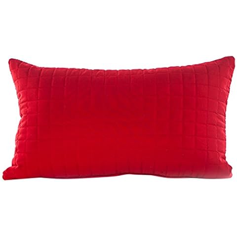 Gouchee Home Grid Long Cushion, 12 x 20, Red Cover