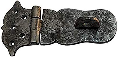Image of Adonai Hardware inchParan inch Heavy Duty Cast Iron Locking Hasp and Staple (6 inch x 2 Pack, Matte Buff Lacquered) for Vintage Pirates Treasure Chest, Trunks, Wooden Jewelry Box, Cases, Furniture and Sheds
