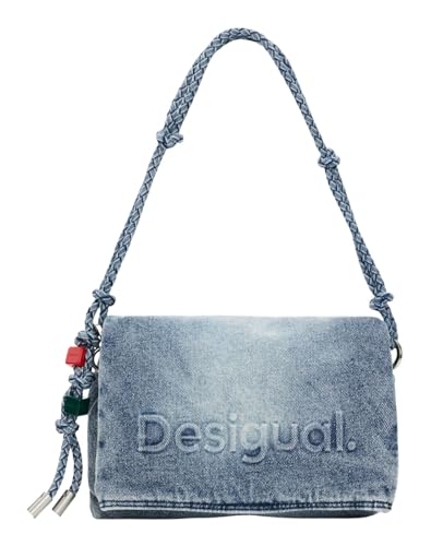 Desigual sac à épaule bandoulière Half Logo Venecia 4.0 Crossbody Bag Denim Raw bleu gris