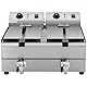 Royal Catering Elektro-Fritteuse Edelstahl Doppel-Fritteuse (2 x 3000 W, Kapazität: 2 x 10 l, Temperaturbereich: 50-200 °C, Kaltzone, mit Ablasshähnen)