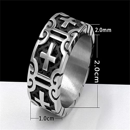 Image of Caiyao Personality Retro Cross Ring Vintage Stainless Steel Band Style Biker Ring