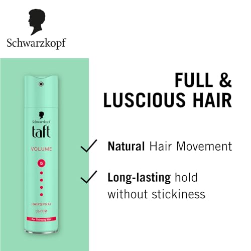 Image of Schwarzkopf Taft Volume Hair Spray Hold Level 5, Hair Mousse for Fine and Thinning Hair, Volumising Mousse that Prevents Blow-Dry Damage, Non-Sticky, Vegan Formula - 250 ml (Pack of 2)