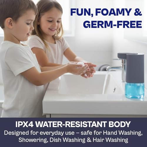 Image of Automatic Foaming Soap Dispenser with 200ml Foaming Handwash Refill Included, 350ml Touchless Soap Dispenser, Smart Infrared Sensor,IPX4 Waterproof for Kitchen & Bathroom (Grey)