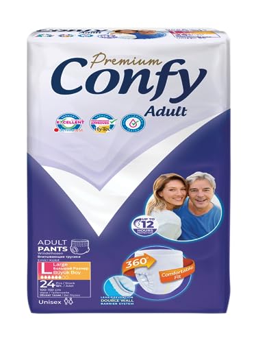 Confy Inkontinenzhosen – Pants für Erwachsene, Gr. L (24 Stück) – elastisch, diskret & saugstark – Einweg-Windelhosen für Männer & Frauen