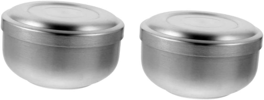 2pcs Stainless Steel Shaving Bowl for Men Durable and Practical Shaving Soap Bowl with Lid for Home and Salon Use Compact Design Silver Color