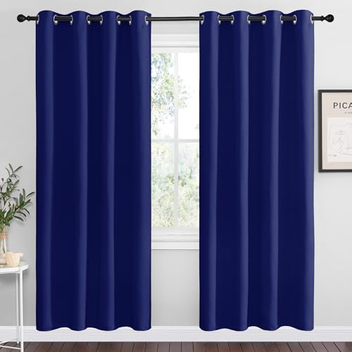 Image of NICETOWN Navy Blue Blackout Curtains 78 inches Length for Living Room, 2 Panels, 55 inch Wide, Thermal Insulated Decoration Drapes for Bedroom Window