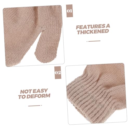 UPKOCH Knit Mittens for Winter Extra Thick Warm Gloves for Boys and Knitted Design Light Brown for Cold Weather Protection3