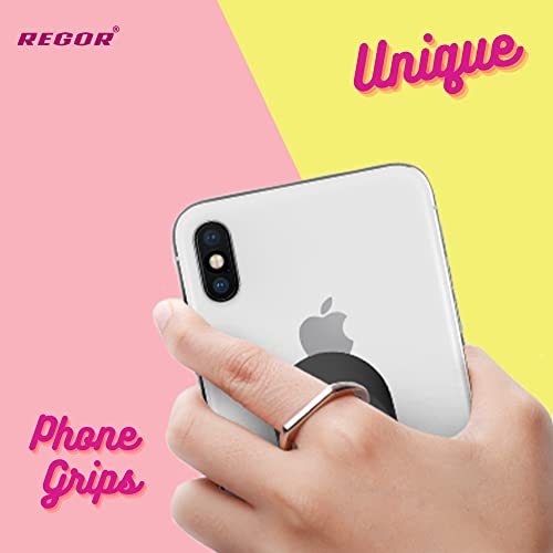 Image of Regor Finger Grip & Mobile Holder | Cell Phone Grip Holder for Hand & Mobile Back Holder | Selfie Holder & Works as iPhone & Android Phone Stand for Desk - Oval Rose Gold