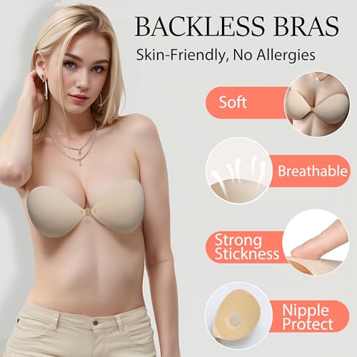 Adhesive Bra Push Up, Women Strapless Sticky Backless Dress Bras, Invisible Lifting Stick on Bra4