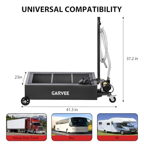 Image of Garvee 20 Gallon Oil Drain Pan Oil Drain Tank with 12V Electric Pump, 76L Low Profile Oil Drain Pan, Oil Change Pan with T Foldable Hand and Wheels, 8FT Hose Oil Drain Cart (Electric Pump-12V-Black)