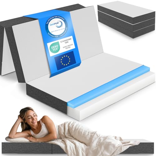 ELONEO Matelas Pliable 2 Personnes, Matelas Mousse Premium Visco, 140x200 cm, Épaisseur : 15 cm, Lit de Voyage Enfant et Adulte, Lit d’appoint pour Adulte...