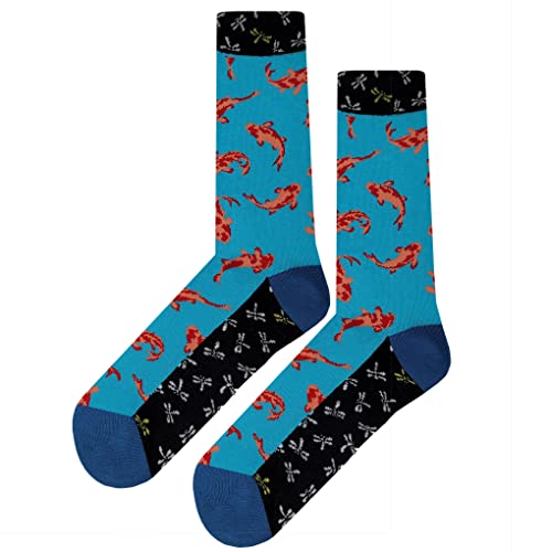 Coy Pond Dress Socks Funny Novelty Crazy Fun Design Men Size 8-12 Cotton Casual Crew Colorful Funky Fancy Socks Gift for Men