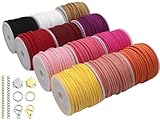 Pamir Tong 12 Rolls Suede Cord String-2.6mm 110 Yards Flat Lace Faux Bracelet Leather String Craft Supplies for Dearm Catcher Supplies-Necklace-Jewelry Making DIY Crafts Assorted (PT396)